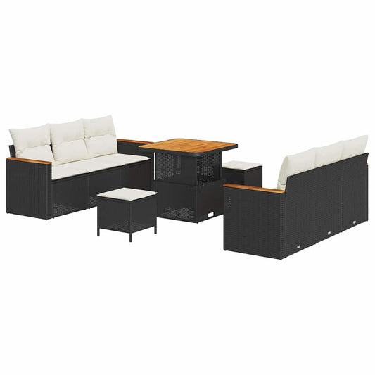 Conjunto de Sofá de Jardim 9 pcs Preto Rattan Sintético