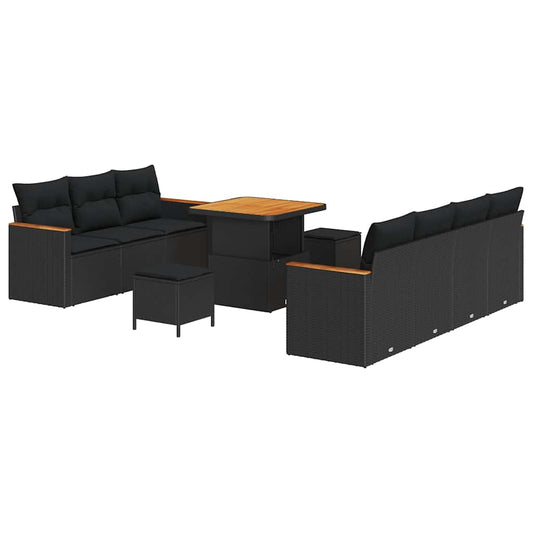Conjunto de Sofá de Jardim 10 pcs Preto Rattan Sintético