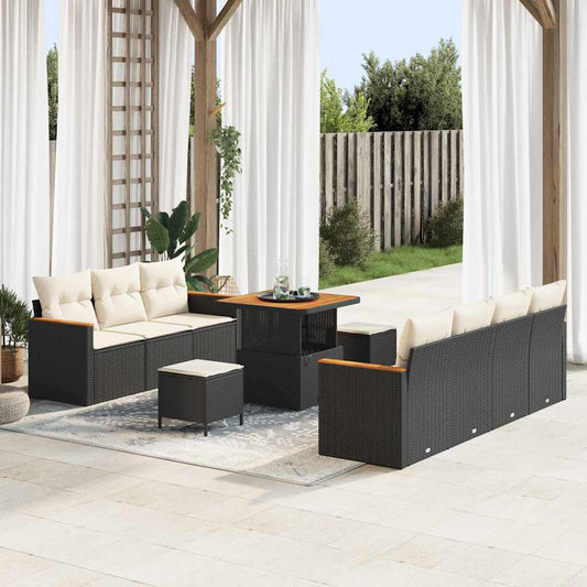 Conjunto de Sofá de Jardim 10 pcs Preto Rattan Sintético