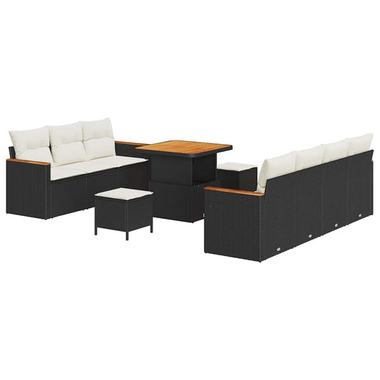 Conjunto de Sofá de Jardim 10 pcs Preto Rattan Sintético