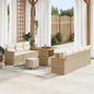 Conjunto de Sofá de Jardim 10 pcs Bege Rattan Sintético