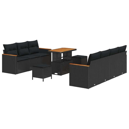 Conjunto de Sofá de Jardim 10 pcs Preto Rattan Sintético