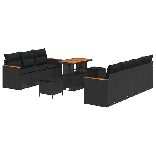 Conjunto de Sofá de Jardim 10 pcs Preto Rattan Sintético