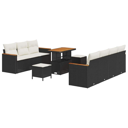 Conjunto de Sofá de Jardim 10 pcs Preto Rattan Sintético