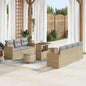 Conjunto de Sofá de Jardim 10 pcs Bege Rattan Sintético