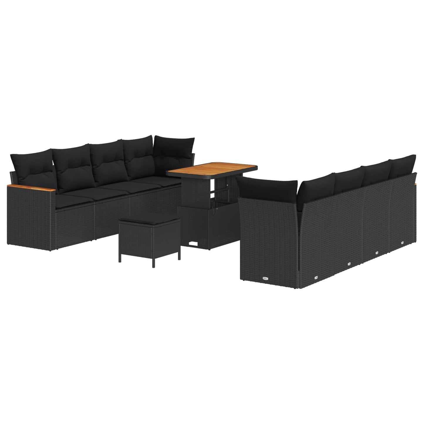 Conjunto de Sofá de Jardim com almofada 12 pcs Preto vime PE