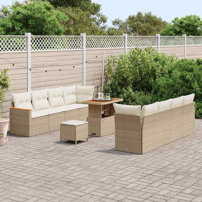 Conjunto de Sofá de Jardim com almofada Bege Rattan Sintético