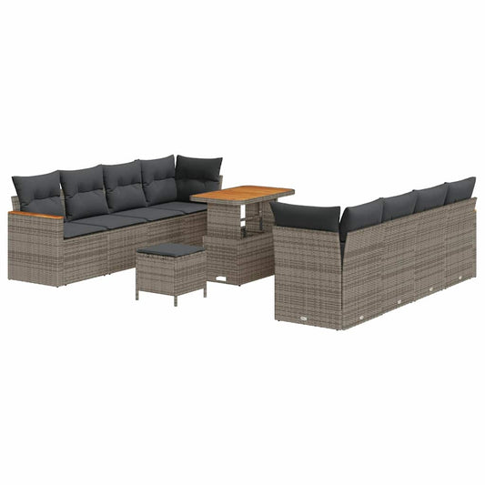 Conjunto de Sofá de Jardim Cinzeto Rattan Sintético