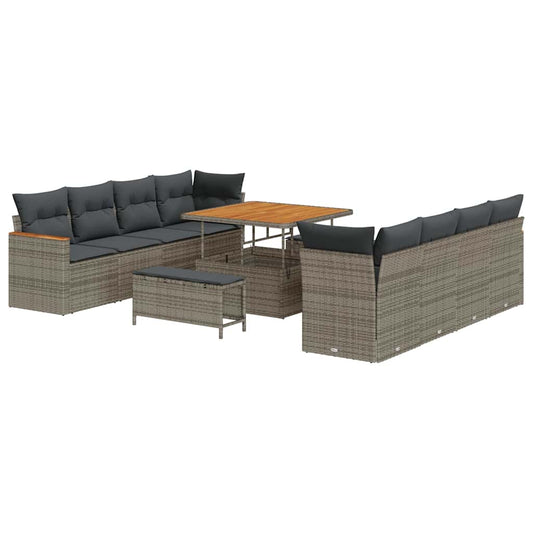 Conjunto de Sofá de Jardim Cinzeto Rattan Sintético