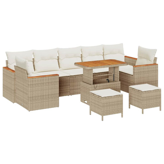 Conjunto de Sofá de Jardim 10 pcs Bege Rattan Sintético