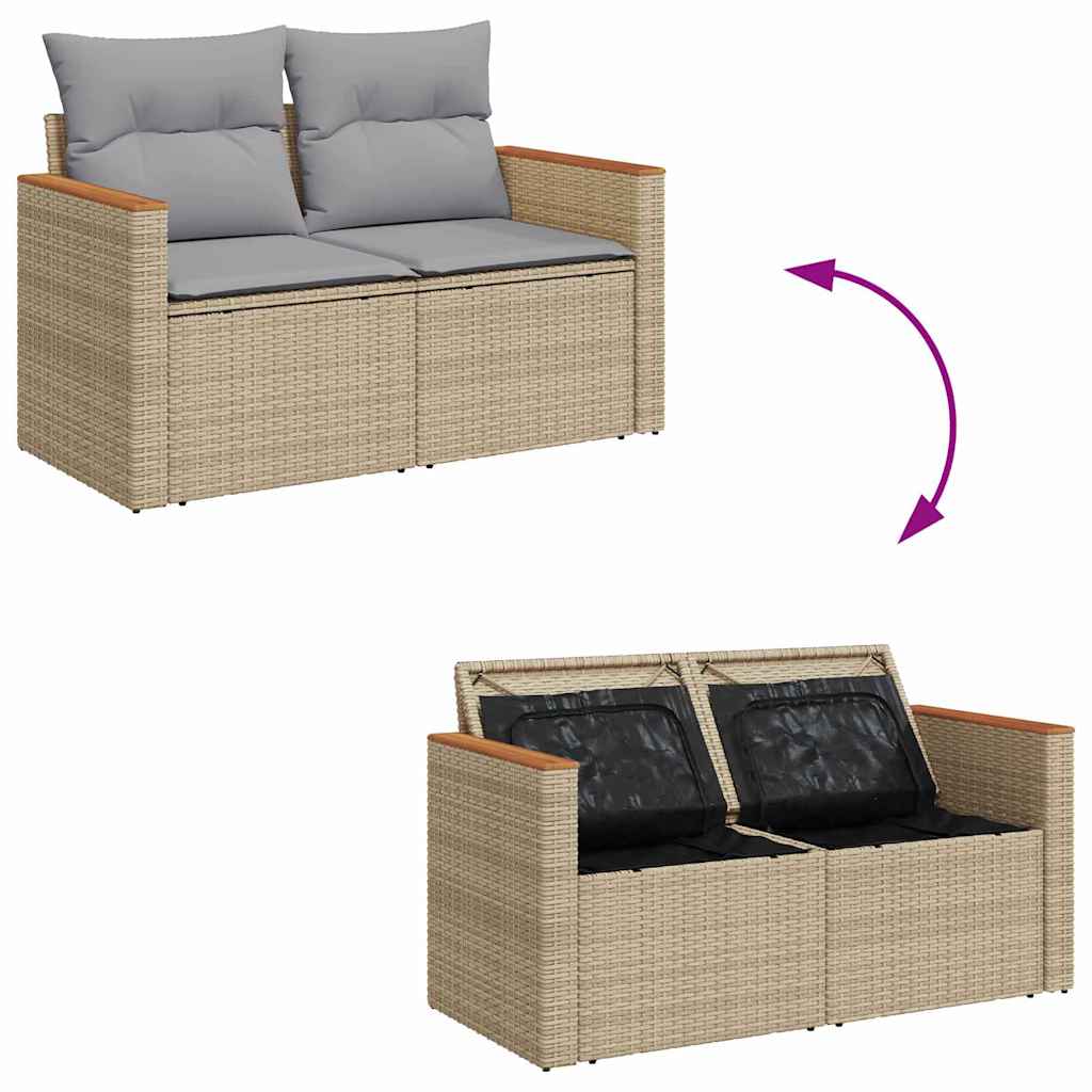 Conjunto de Sofá de Jardim 10 pcs Bege Rattan Sintético