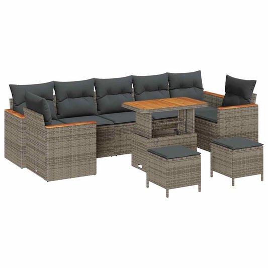 Conjunto de Sofá de Jardim 10 pcs Cinzeto Rattan Sintético