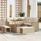 Conjunto de Sofá de Jardim com almofada Bege Rattan Sintético