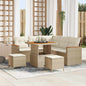 Conjunto de Sofá de Jardim com almofada Bege Rattan Sintético