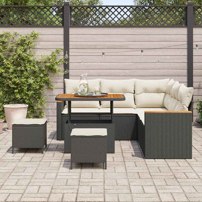 Conjunto de Sofá de Jardim com almofada Preto Rattan Sintético