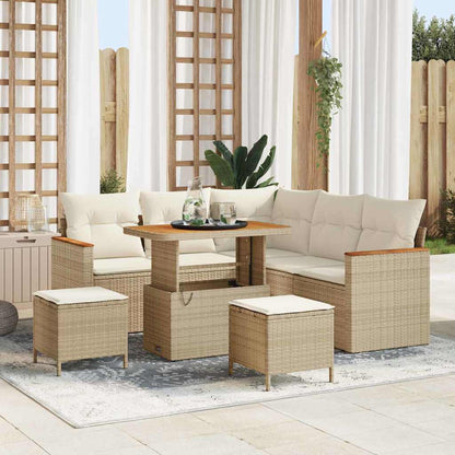 Conjunto de Sofá de Jardim com almofada Bege Rattan Sintético