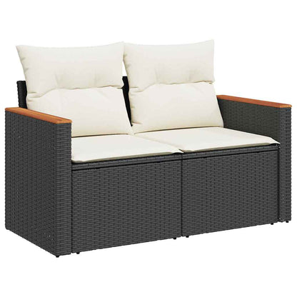 Conjunto de Sofá de Jardim 9 pcs Preto Rattan Sintético