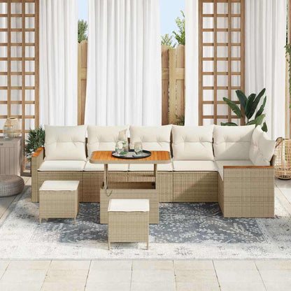 Conjunto de Sofá de Jardim com almofada Bege Rattan Sintético
