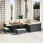 Conjunto de Sofá de Jardim com almofada Preto Rattan Sintético