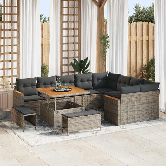 Conjunto de Sofá de Jardim Cinzeto Rattan Sintético