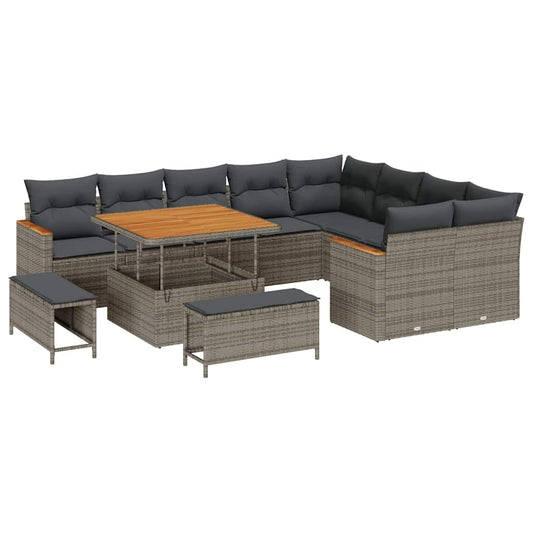 Conjunto de Sofá de Jardim Cinzeto Rattan Sintético