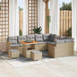 Conjunto de Sofá de Jardim com almofada Bege Rattan Sintético
