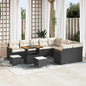 Conjunto de Sofá de Jardim com almofada Preto Rattan Sintético