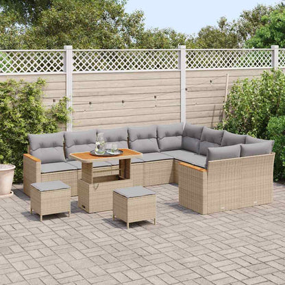 Conjunto de Sofá de Jardim com almofada Bege Rattan Sintético