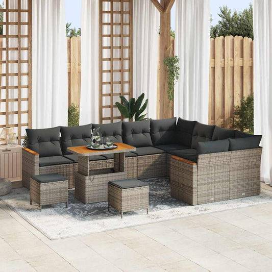 Conjunto de Sofá de Jardim Manual Cinzeto Rattan Sintético