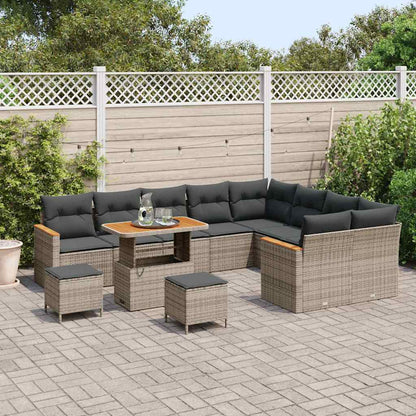 Conjunto de Sofá de Jardim Manual Cinzeto Rattan Sintético