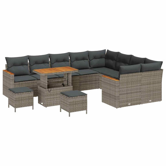 Conjunto de Sofá de Jardim Manual Cinzeto Rattan Sintético