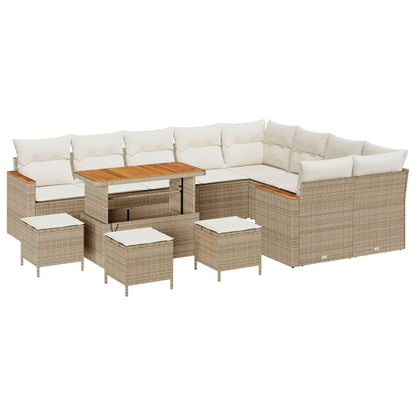 Conjunto de Sofá de Jardim com almofada Bege Rattan Sintético