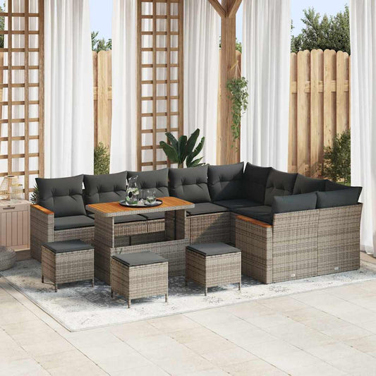 Conjunto de Sofá de Jardim Cinzeto Rattan Sintético