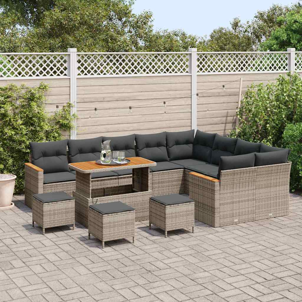 Conjunto de Sofá de Jardim Cinzeto Rattan Sintético