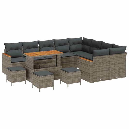Conjunto de Sofá de Jardim Cinzeto Rattan Sintético