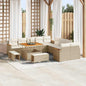 Conjunto de Sofá de Jardim com almofada Bege Rattan Sintético