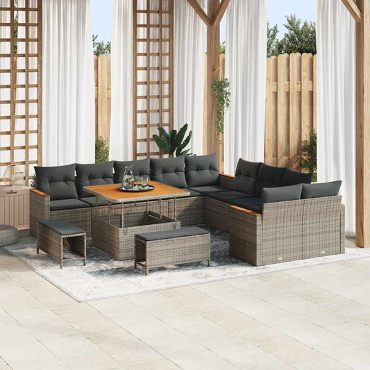 Conjunto de Sofá de Jardim Cinzeto Rattan Sintético