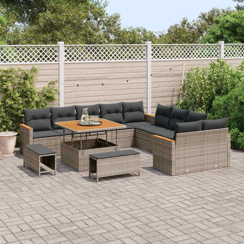 Conjunto de Sofá de Jardim Cinzeto Rattan Sintético