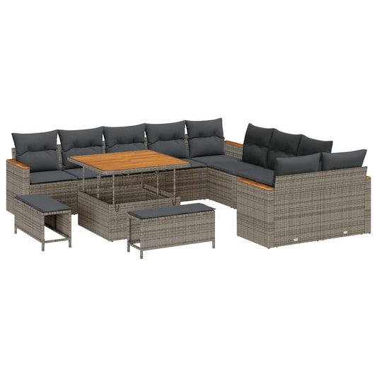 Conjunto de Sofá de Jardim Cinzeto Rattan Sintético