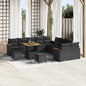 Conjunto de Sofá de Jardim com almofada Preto Rattan Sintético