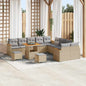 Conjunto de Sofá de Jardim com almofada Bege Rattan Sintético