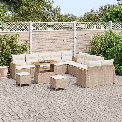 Conjunto de Sofá de Jardim com almofada Bege Rattan Sintético