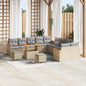 Conjunto de Sofá de Jardim com almofada Bege Rattan Sintético