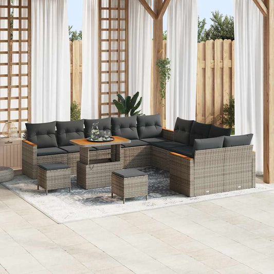 Conjunto de Sofá de Jardim Manual Cinzeto Rattan Sintético