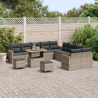 Conjunto de Sofá de Jardim Manual Cinzeto Rattan Sintético