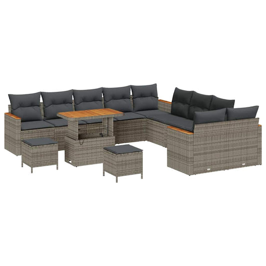 Conjunto de Sofá de Jardim Manual Cinzeto Rattan Sintético