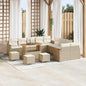 Conjunto de Sofá de Jardim 14 pcs Bege Rattan Sintético