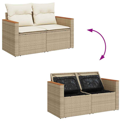 Conjunto de Sofá de Jardim 14 pcs Bege Rattan Sintético