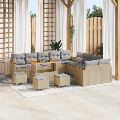 Conjunto de Sofá de Jardim com almofada Bege Rattan Sintético