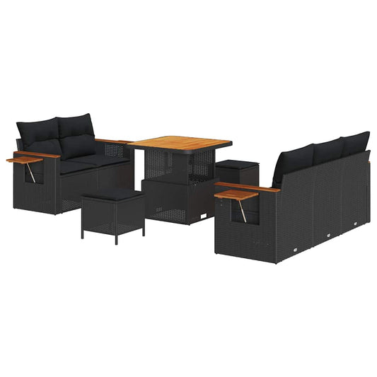 Conjunto de Sofá de Jardim 8 pcs Preto Rattan Sintético